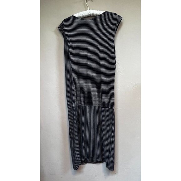 New Derek Lam For Design Nation Sz Large Striped Black Combo Drape Neck Dress - Picture 2 of 10